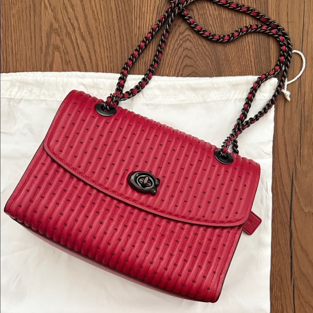 Coach Parker with Quilted and Rivets shoulder  Bag